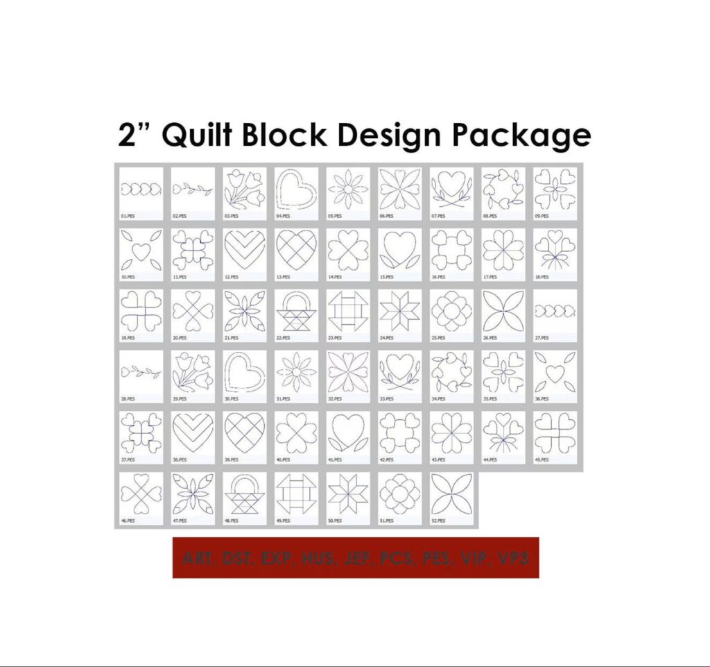 50 Quilt Block 2 inch Designs