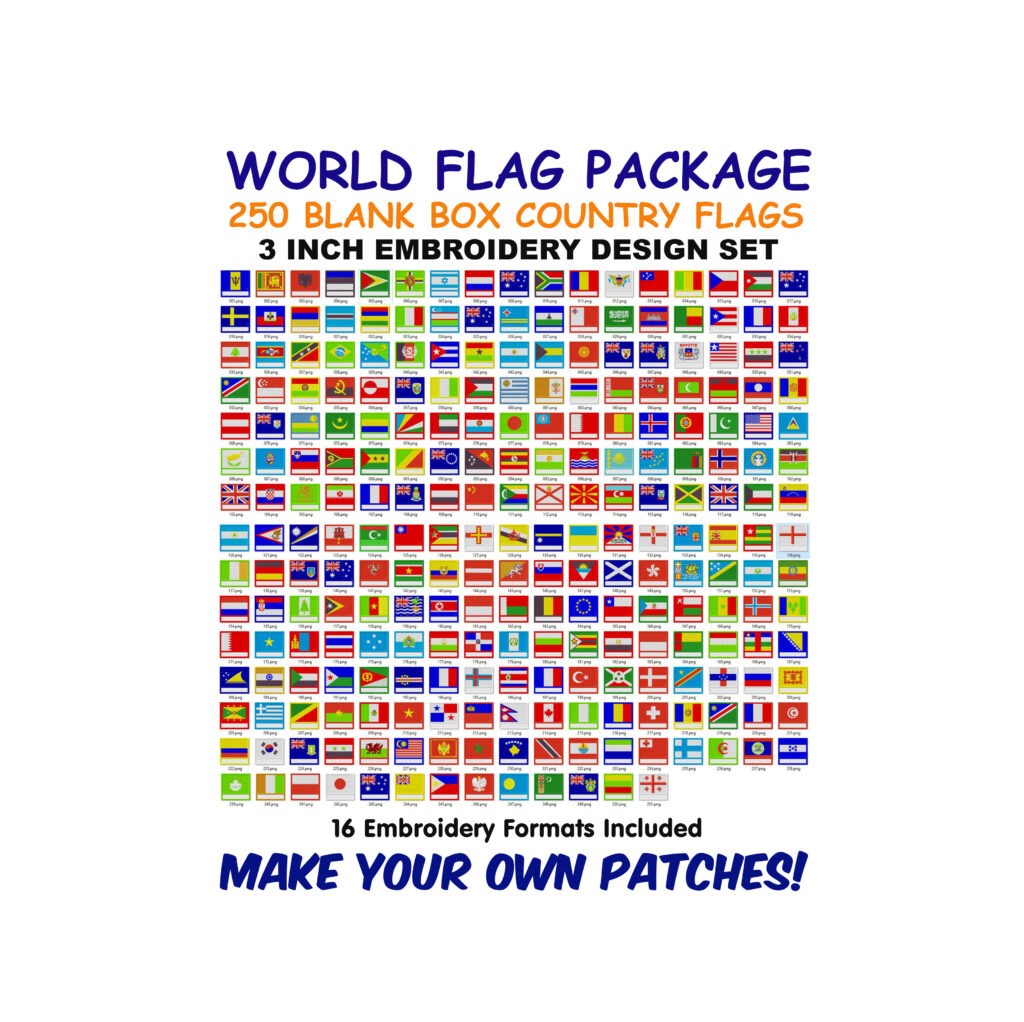 Custom Text Rectangles – 250 World Flags Design Set
