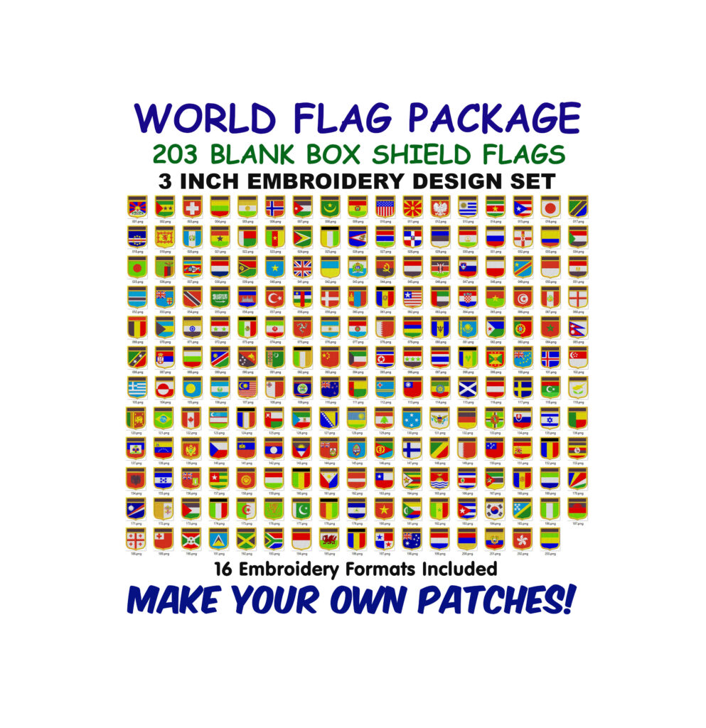 Custom Text Shields – 203 World Flags Design Set