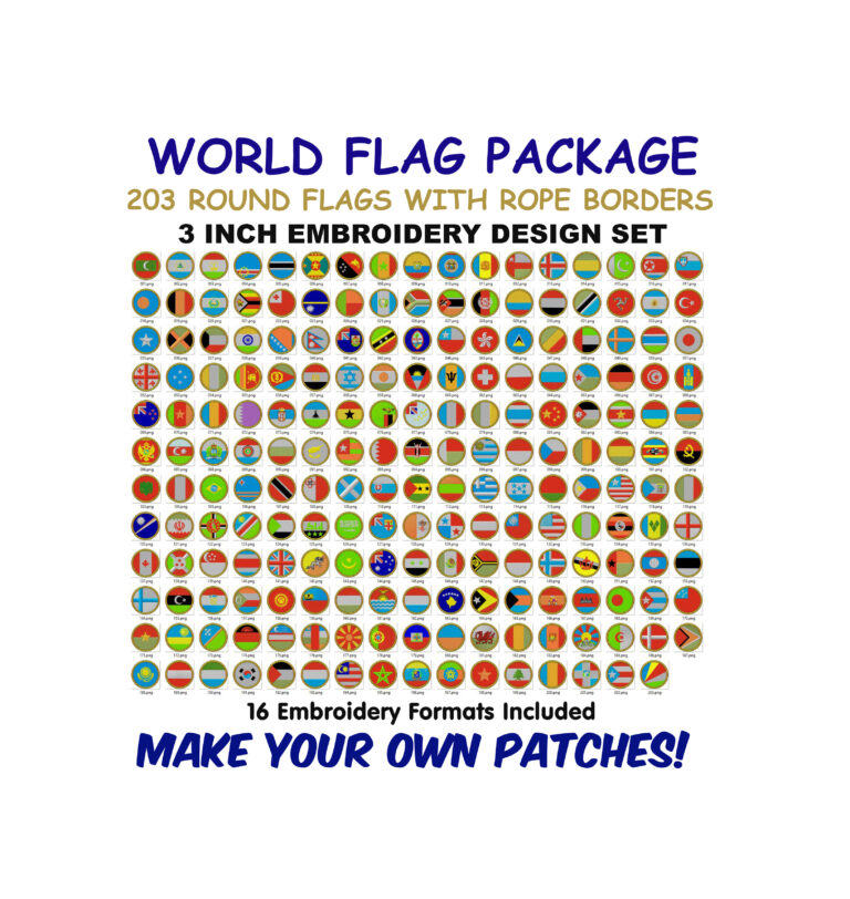 Fancy Round Country Flags with Rope Borders