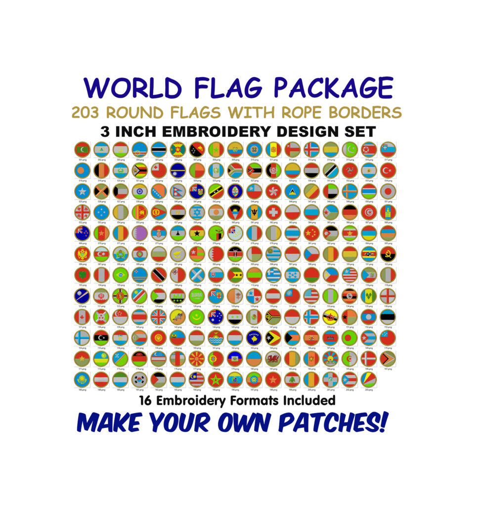 Fancy Round Country Flags with Rope Borders