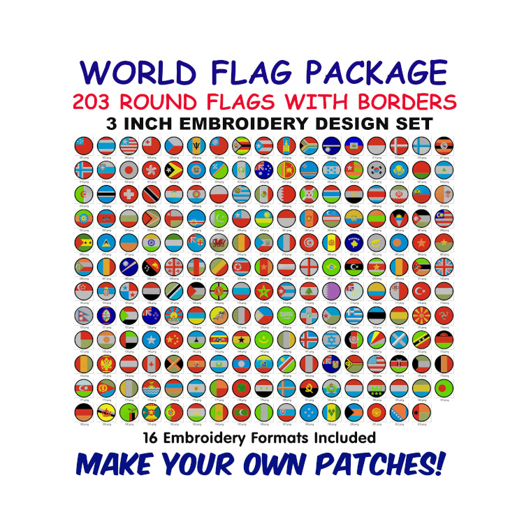 Circular Country Flags – 203 World Flags Design Set