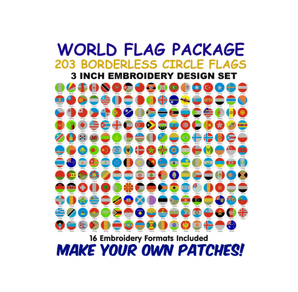 Borderless Circles – 203 World Flags Design Set